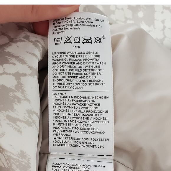 Athleta Downtown Printed Puffer Coat Winter Jacket Python Seasalt Grey Size XL - Picture 10 of 10